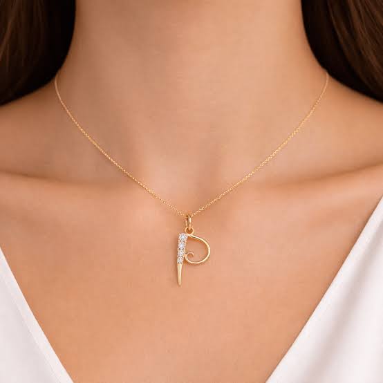 Letter P Diamond Pendant - Beladamaz Jewellery Dubai UAE