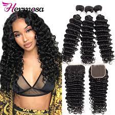 Nadula offers 100 remy human hair weave bundles, best weave hair for black and white women. Hermosa Brazilian Deep Wave Bundles With Closure Double Weft Remy Human Hair Weave 3 Bundles With Closure Natural Black Bundles With Closure Bundles With A Closurebundles Hair Weave Aliexpress