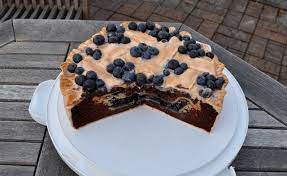 Trim ends of remaining 2 strips; Cake That Looks Like Pie Blueberry Chocolate Picake Tutorial Jessie Unicorn Moore
