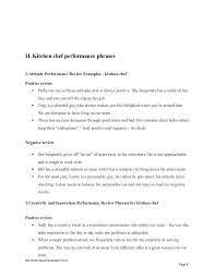 Download and print this handy evaluation form that covers everything from productivity, time management to hippa compliance and insurance claims and billing. Ii Kitchen Chef Performance Phrases 1 Attitude Performance Review Examples Kitchen Chef P Performance Appraisal Performance Evaluation Performance Reviews
