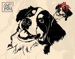 Bernese Mountain Dog Clipart Black And White Bernese Mountain Dog Svg Files For Cricut Bandana Glasses Etsy In 2020 Dog Drawing Dog Drawing Simple Bernese Mountain Dog