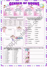 A Worksheet About The Gender Of Nouns In 2020 Gender Words Nouns Nouns Esl