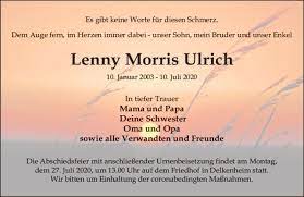  june 4, 2021  mammoth wvh have a 'bunch of ideas' ready for a second album exclusive. Traueranzeigen Von Lenny Morris Ulrich Www Vrm Trauer De