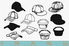 Baseball Cap Visor Set Vector Svg Cap Illustration Football Ball Cap Sketch