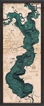 Lake Houston 3 D Nautical Wood Chart 13 5 X 31