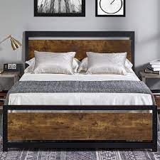 Check spelling or type a new query. Amazon Com Amerlife Queen Size Bed Frame With Wood Headboard Metal Platform Bed With Industrial Footboard Heavy Duty Steel Mattress Foundation 4 U Shaped Support Frames Rustic Country Style Easy Assembly Home