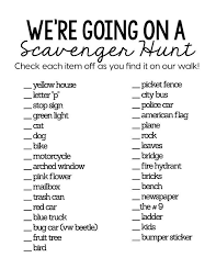If you want truly original scavenger hunt list items, then you will have to dig deep into your own imagination, and come up with a custom list. Scavenger Hunt Walk Printables Family Fun Night Scavenger Hunt For Kids Neighborhood Scavenger Hunt