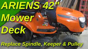 Ariens 936053 960460026 01 46 hydro tractor exploded view parts lookup by model. Replace Broken Spindle Keeper And Pulley On Ariens 42 Inch Mower Deck Youtube