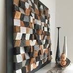 Wood Mosaic Picture, 3D Wall Art, Modern Wood Wall Sculpture ...
