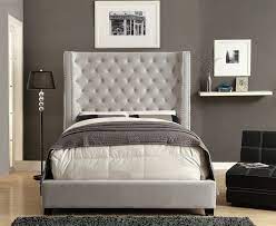 It is designed with a raised base and horizontal frames that consists of rows of wooden slats to support the mattress. Cm7679iv Mirabelle Collection Ivory Fabric Upholstered And Tufted Tall Queen Headboard Bed Frame Set