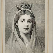 Maria Regina by Max & Woernle Beautiful Old Etching Wall Decor Art Print