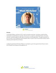 Looking for great talent? Nicholas Philipson is looking for a part-time  opportunities! Please contact