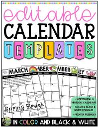 2020 2021 Editable Calendar Templates Color B W W Updates Distance Learning Editable Calendar Calendar Template Classroom Calendar