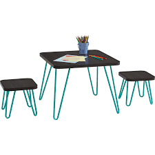 Altra Furniture Betty Retro Style Kids 3 Piece Square Table And Stool Set Kids Table And Chairs Kids Table Chair Set Retro Table