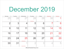 December 2019 Calendar With Holidays Dec December December2019 December2019calendar 2019cale Holiday Calendar Printable February Calendar January Calendar