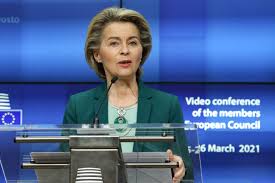 Ursula von der leyen is the first woman in history to become the e.u.'s commission president, following a vote in the european parliament this afternoon. Von Der Leyen Challenges Uk Over Vaccine Exports Politico