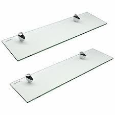 Free shipping on orders over $25 shipped by amazon. Glass Bathroom Shelf Shelves Floating Wall Mounted With Chrome Fittings 50cm X2 5055512098354 Ebay