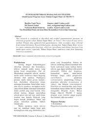 Contoh komunikasi massa dalam kehidupan sehari hari. Pdf Fungsi Komunikasi Massa Dalam Televisi Studi Kasus Program Acara Bukan Empat Mata Di Trans 7
