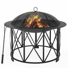 Hampton bay tipton 34 in. Steel Fire Pits Outdoor Burning Steel 30 Fire Pit Bowl With Mesh Spark Screen Ebay