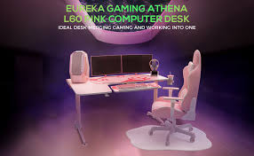 Amazon Com Eureka Ergonomic L60 Corner Gaming Desk L Shape Pink Gaming Computer Desk Home Office Writing Table 60 X 43in W Mousepad Popular Gift For Girl Female E Sports Lover Left Side Kitchen Dining