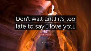 There's no magic length of time after which it becomes appropriate to say those three words, but saying it does require a certain level of comfort within the relationship. Stana Katic Quote Don T Wait Until It S Too Late To Say I Love You