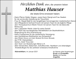 We and our partners use cookies to personalize your experience, to show you ads based on your interests, and for measurement and analytics purposes. Traueranzeigen Von Matthias Hauser Mittelbayerische Trauer
