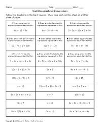Maybe you would like to learn more about one of these? Matching Algebraic Expressions By Simplifying Combining Like Terms Worksheet