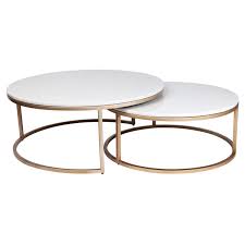 An outdoor coffee table should be weather resistant and of course gool looking. Chloe 2 Piece Marble Top Nesting Round Coffee Table Set 95cm Gold