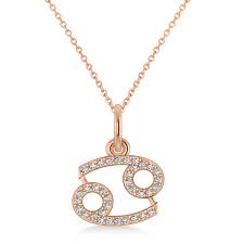 Cancer the crab zodiac sign animal pendant luck necklace in.925 sterling silver. Cancer Zodiac Diamond Pendant Necklace 14k Rose Gold 0 18ct Az2478