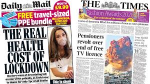 Provide prompts and examples if necessary. Newspaper Headlines Beirut In Agony And Hidden Victims Of Pandemic Bbc News