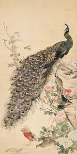 長沢蘆雪 rosetsu nagasawa 牡丹孔雀図 静岡県立美術館蔵 peacock japanese hanging scroll edo period shizuoka prefectural museum of art 孔雀の絵 鳥のアート 日本画