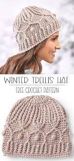 Red Heart Winter Trellis Hat Yarnspirations Crochet Hats For Boys Crochet Beanie Pattern Crochet Hats