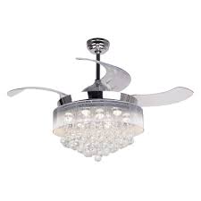 It is a combination of a unique modern crystal chandelier and a ceiling fan, ideal for a small room retractable blades: Ceiling Fans With Lights 42 Modern Led Ceiling Fan Retractable Blades Crystal Chandelier Fan With Remote Control 2700k Warm White Not Dimmable Chrome Finished Walmart Com Walmart Com