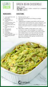 Green Bean Casserole Green Vegetarian Lean Meals Greens Recipe