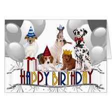 Wishing you a happy birthday! Happy Birthday Dogs From All Of Us Card Zazzle Com Happy Birthday Dog Dog Birthday Card Dog Birthday Party Invitations