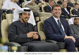 استقبل نائب رئيس مجلس الوزراء وزير شؤون الرئاسة ومالك نادي مانشستر سيتي، الشيخ منصور بن زايد آل نهيان، الجهاز الفني ولاعبي الفريق بطل الدوري الإنجليزي بريمير ليج عقب وصولهم العاصمة الإماراتية أبوظبي. ÙˆÙƒØ§Ù„Ø© Ø£Ù†Ø¨Ø§Ø¡ Ø§Ù„Ø¥Ù…Ø§Ø±Ø§Øª Ù…Ù†ØµÙˆØ± Ø¨Ù† Ø²Ø§ÙŠØ¯ ÙŠØ´Ù‡Ø¯ Ù…Ø¨Ø§Ø±Ø§Ø© Ù…Ø§Ù†Ø´Ø³ØªØ± Ø³ÙŠØªÙŠ Ø§Ù„Ø¥Ù†Ø¬Ù„ÙŠØ²ÙŠ ÙˆÙ‡Ø§Ù…Ø¨ÙˆØ±Ø¬ Ø§Ù„Ø£Ù„Ù…Ø§Ù†ÙŠ ÙÙŠ Ø§Ù„Ø¹ÙŠÙ†