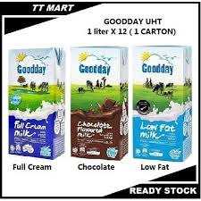Sporting a pleasant hue of calming blue and tranquil green on its packaging, goodday's full cream milk variant exudes a rather naturalistic feel much befitting of the experience of standing in a meadow. Goodday Uht Full Cream Milk Chocolate Low Fat 1 Liter X 12 1 Ca