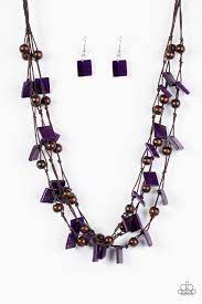 Me Myself And Island Purple Purple Necklace Necklace Earring Set Earring Set