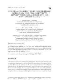 Pdf Street Based Corruption In The Philippines Exploring Kotong Frame Alignments Between Enforcers And Motorists In A City In Metro Manila