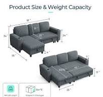 Linsy Home Plush Corduroy Sleeper Sofa Bed with Reversible Storage Chaise,  Pull Out Couch Bed with USB, Cup Holder, Side Pocket, L Shaped Sectional ...