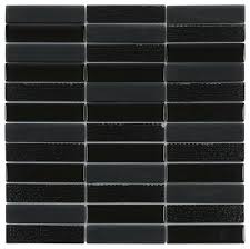 Update your design with a sense of lightness and openness with lancaster bianco 3x6 tile. Black Glass Mosaic Tile Textured Matte Stacked Mosaic Tile Kitchen Backsplash Contemporary Mosaic Tile By Modket Houzz