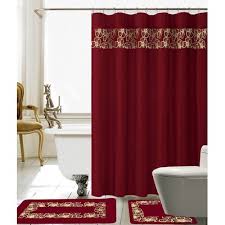 Red Barrel Studio Wellow Shower Curtain Set Colour Burgundy Beige Shower Curtain Sets Curtains Bathroom Accessories Sets