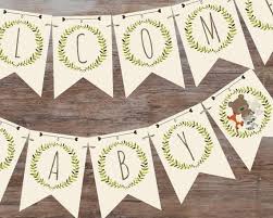 Woodland Baby Shower Banner Welcome Baby Banner Printable Banner Woodland Baby Shower Decor Baby Shower Decorations Welcome Baby Banner Baby Banners Woodland Baby Shower Decorations