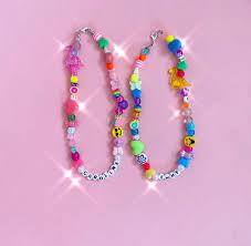 Handmade 90s Customizable Name Beaded Necklace With Random Etsy Indie Jewelry Trendy Necklaces Kawaii Jewelry