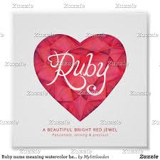 Ruby Name Meaning Watercolor Heart Red Gem Poster Zazzle Com Watercolor Heart Ruby Tattoo Jewel Tattoo