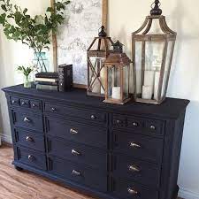 After We Chalk Painted Over The Entire Dresser With A Black Chalkpaint We Picked Up At Michaels Dresser Decor Bedroom Master Bedroom Furniture Dresser Decor