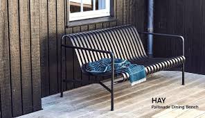 Adding extra comfort and functionality to the palissade chair collection, the seat of the palissade cushion is designed to fit the form exactly. Hay Palissade Dining Bench In Anthracite Hay Outdoor Furniture Outdoor Furniture Collections Outdoor Furniture