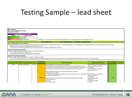Pcaob Audit Alert 11 New Internal Control Testing Standards Excel