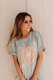 The Retro Take It Easy Graphic Tee In Seafoam