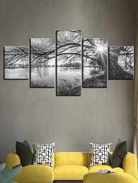 Black And White Split Canvas Prints Waterside Tree Print Unframed Split Canvas Paintings Wall Art Living Room Wall Art Canvas Painting Living Room Art
